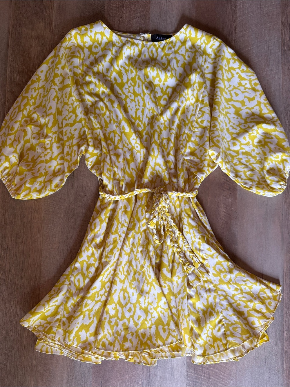 VICI Aakaa Yellow Leopard Printed Mini Dress Small - Picture 3 of 4